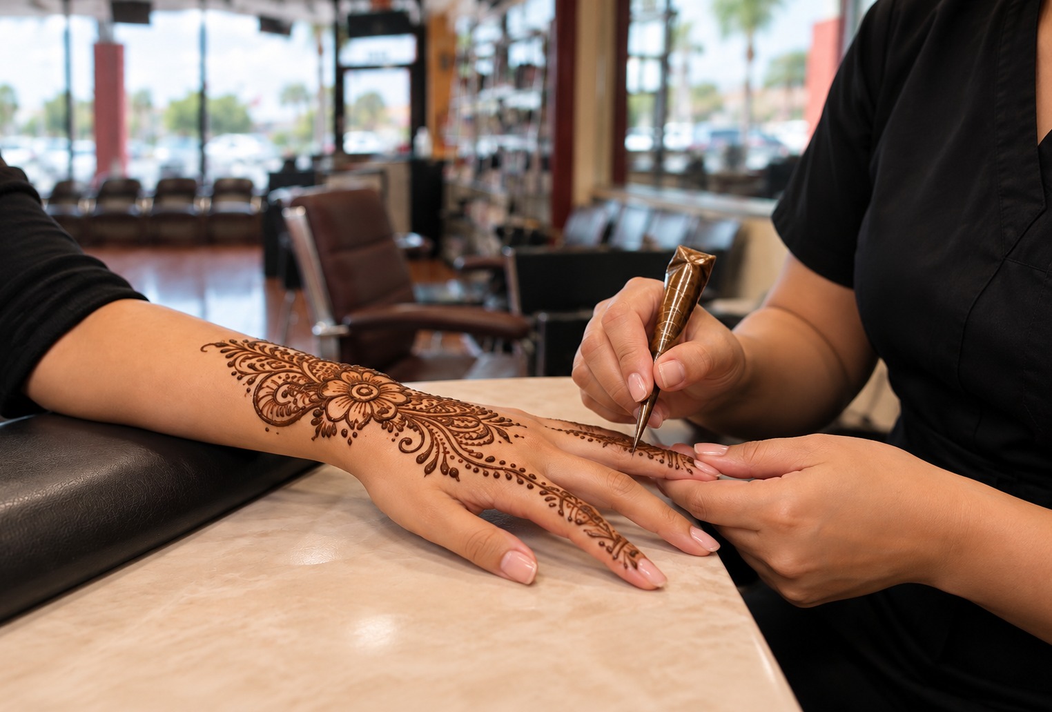 Henna artistry at Apna Andaaz Salon